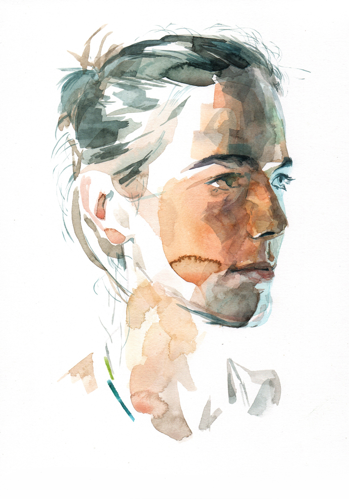 watercolors portrait realistic art girl Schmincke fabriano