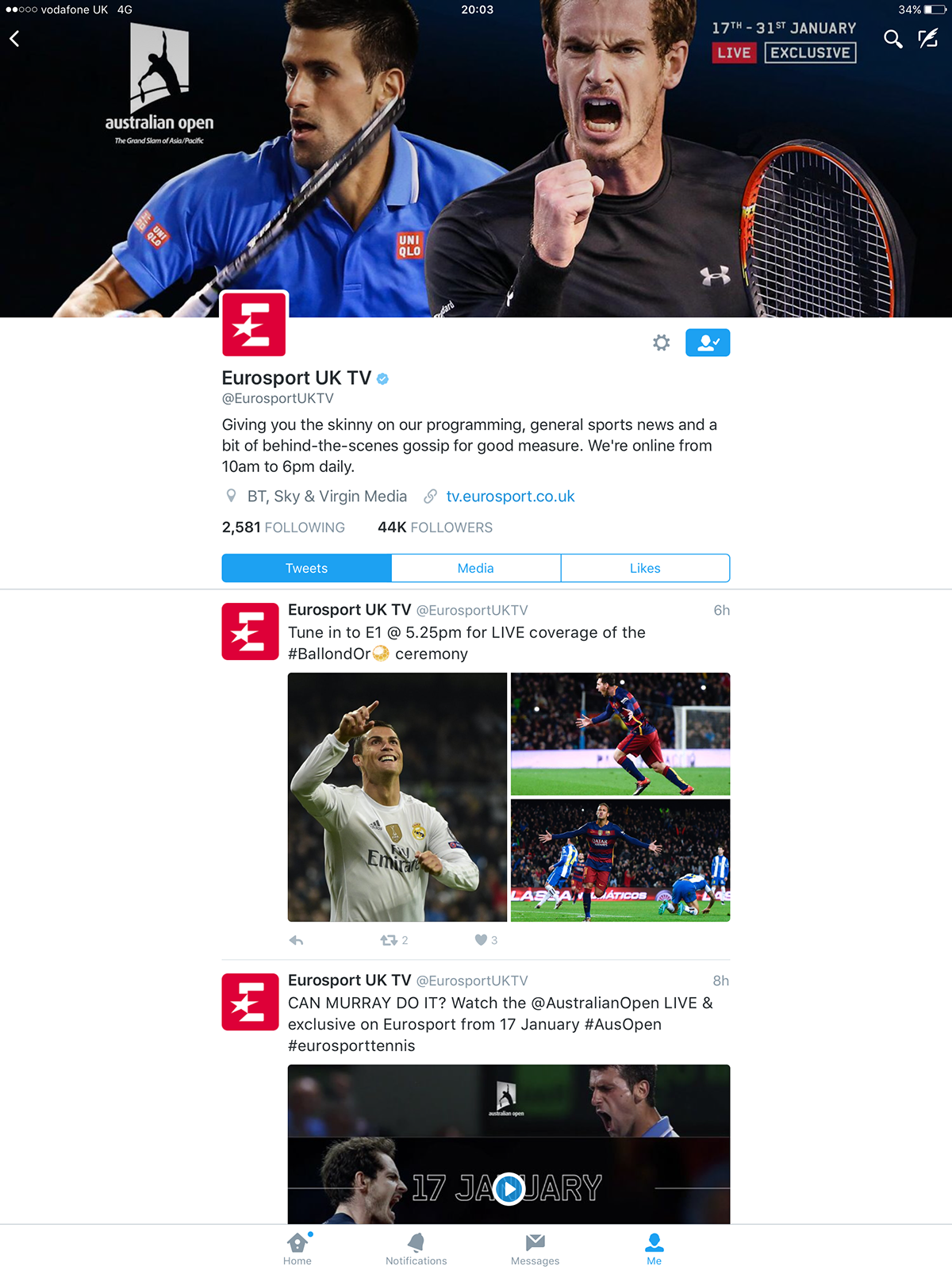 Eurosport andy murray Novak Djokovic roger federer