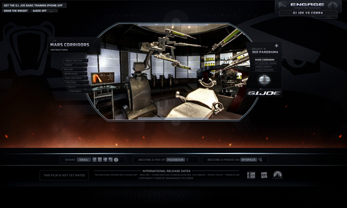 GI joe 360 environment ui design interactive Flash Action Script Viral Campaign