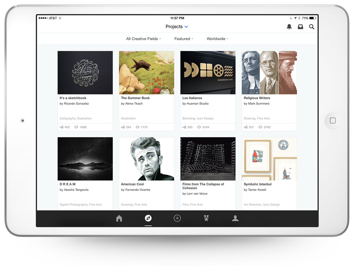 Adobe Portfolio ios iphone iPad app Behance mobile application adobe universal