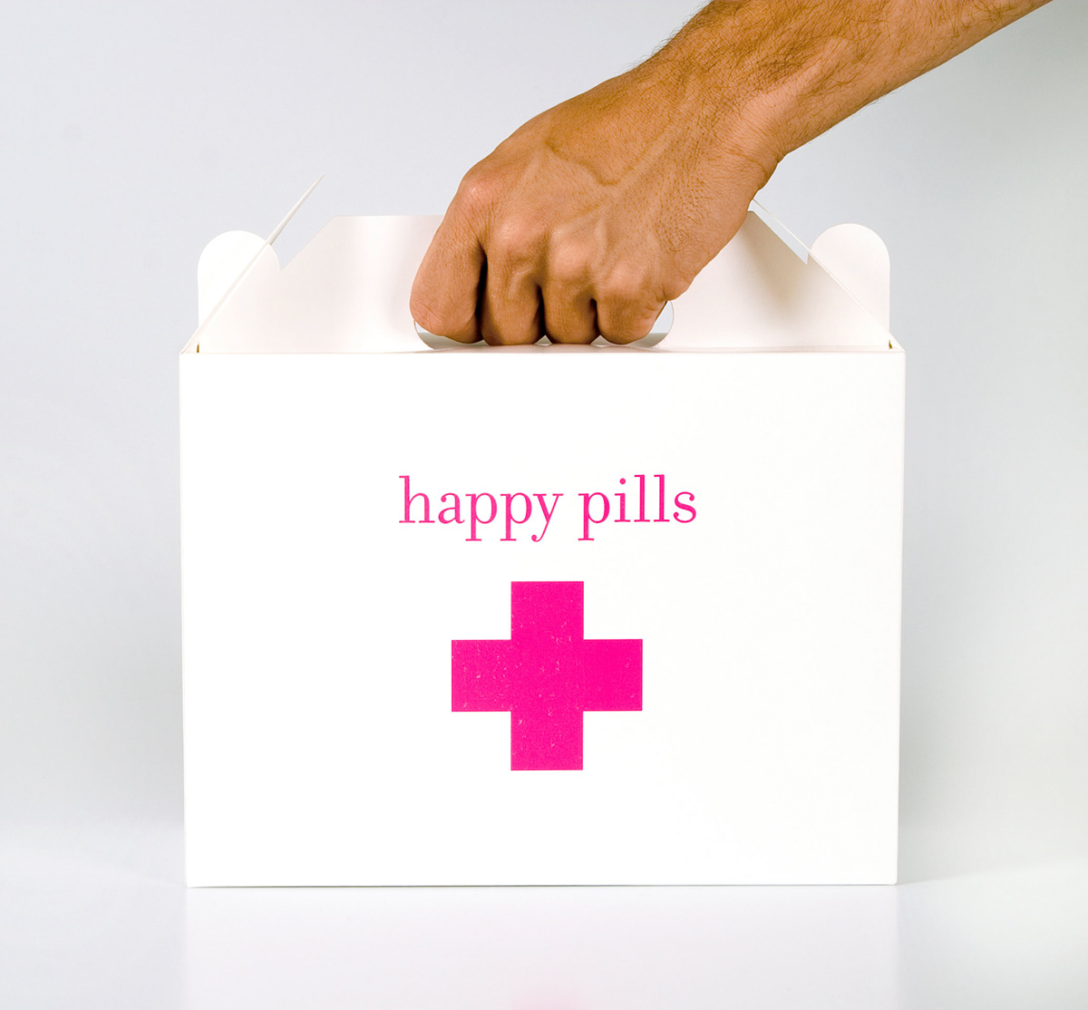 Happy Pills vial Candy Food  cross pink Logotype Retail shop pharmacy product modern Corporate Identity minimal package