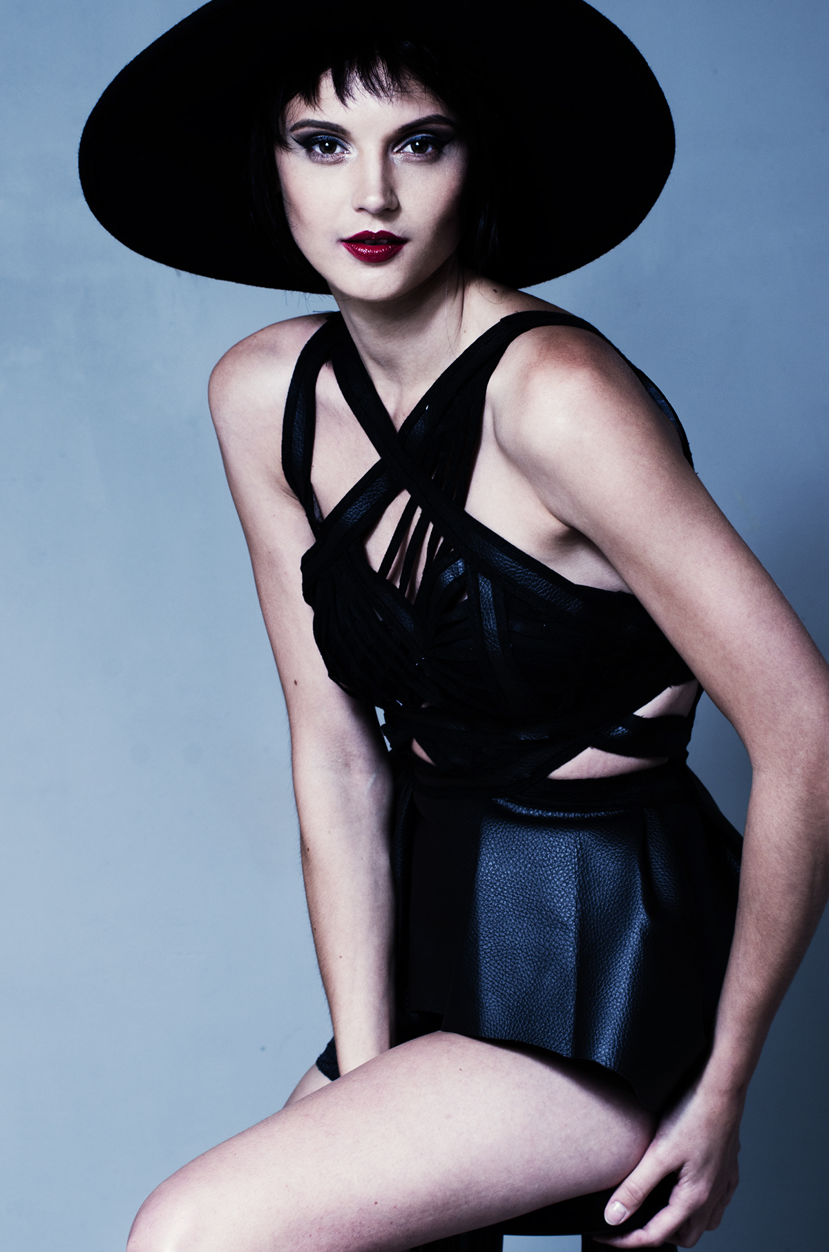 editorial fashion editorial high fashion portraits beauty model black leather latex