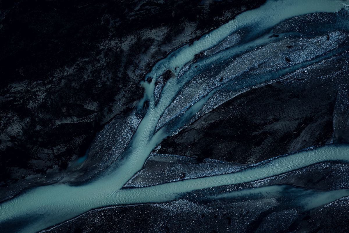 glacier river Aerial Landscape norway abstract art Arctic water drone