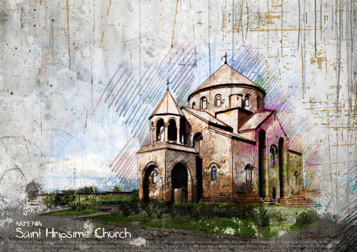 art churches Armenia creative print draw paint
