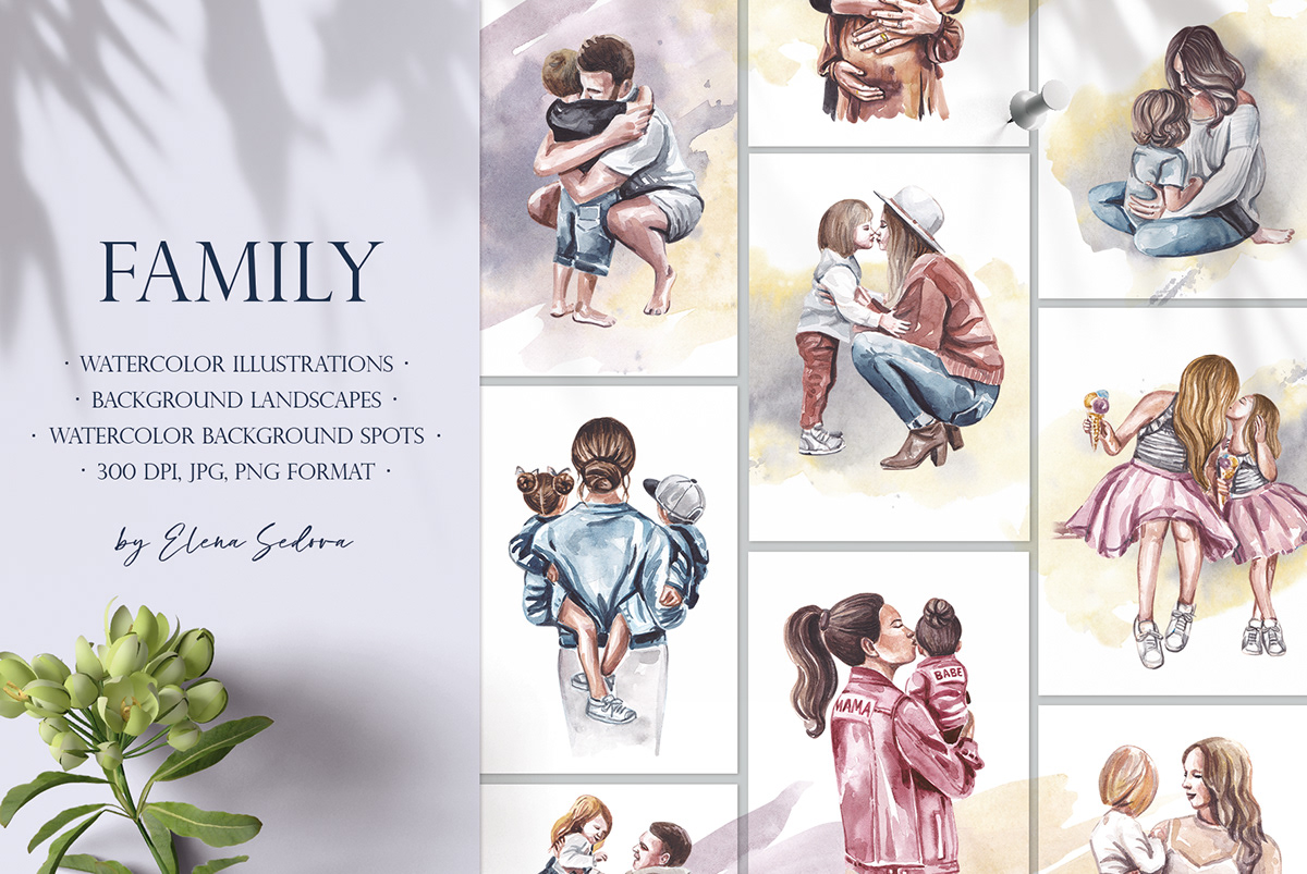 Boys Mom family illustration family portrait Fathers Day girls mom mom and baby Mom Illustration mothers day pregnancy super mom