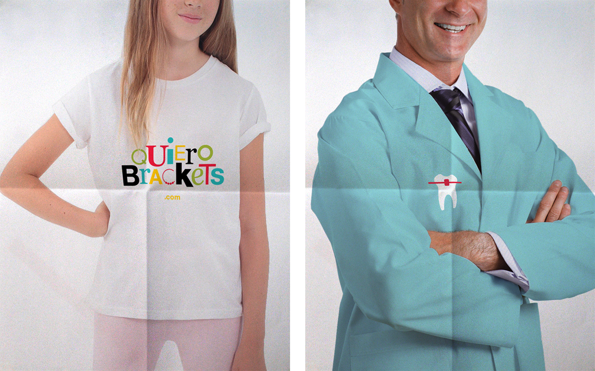 children Health dentist doctor Brackets quiero brackets 3D Illustrator Rhino Render graphics tshirt logo print identity brochure business card corporate lettering Mouth medical clean black and white colorful Icon  logotype brand Logo Design creative letters type dental appointments card teenager braces orthodontics