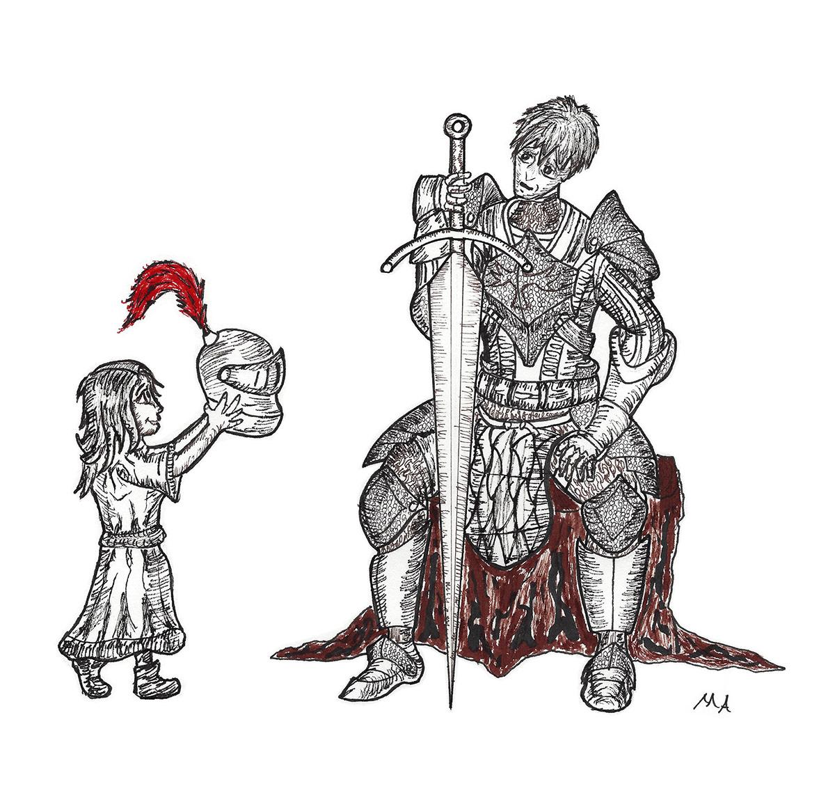 sketch knight fantasy Sword cartoon pens Medevial micronpens