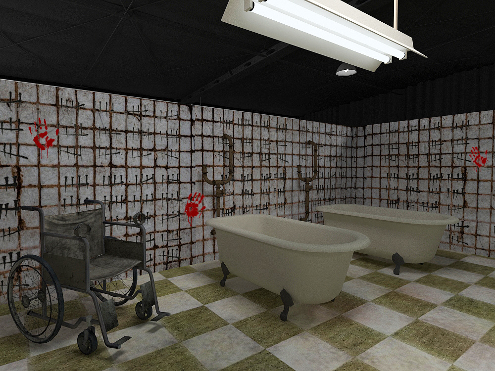 3D asylum Birthday design Event Design interior design  murder mystery Themed Event visualisation