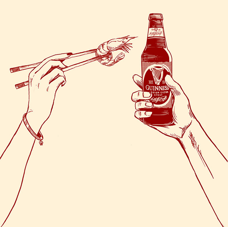 ILLUSTRATION  line art digital illustration Adobe Photoshop guinness alcohol drink
