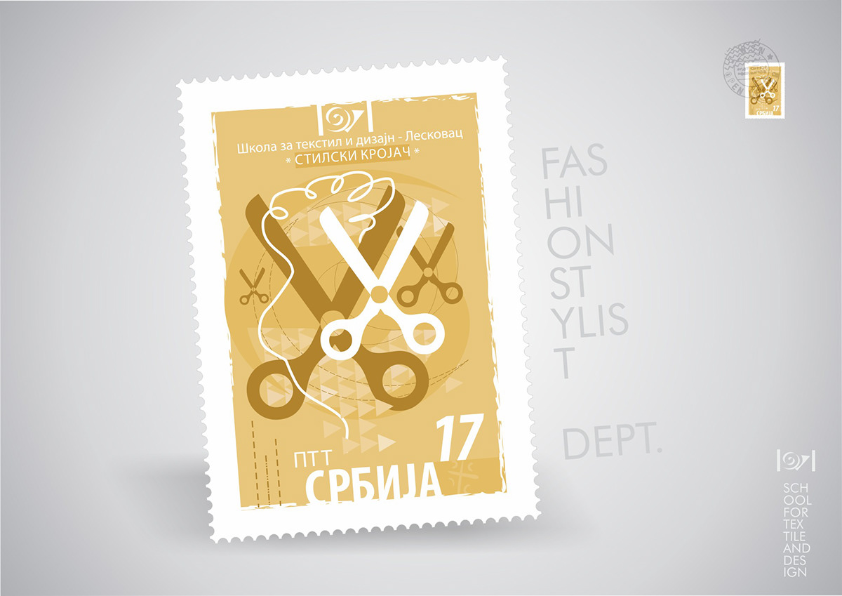 stamp stamps High School Serbia design Monochromatic vector one color shapes student