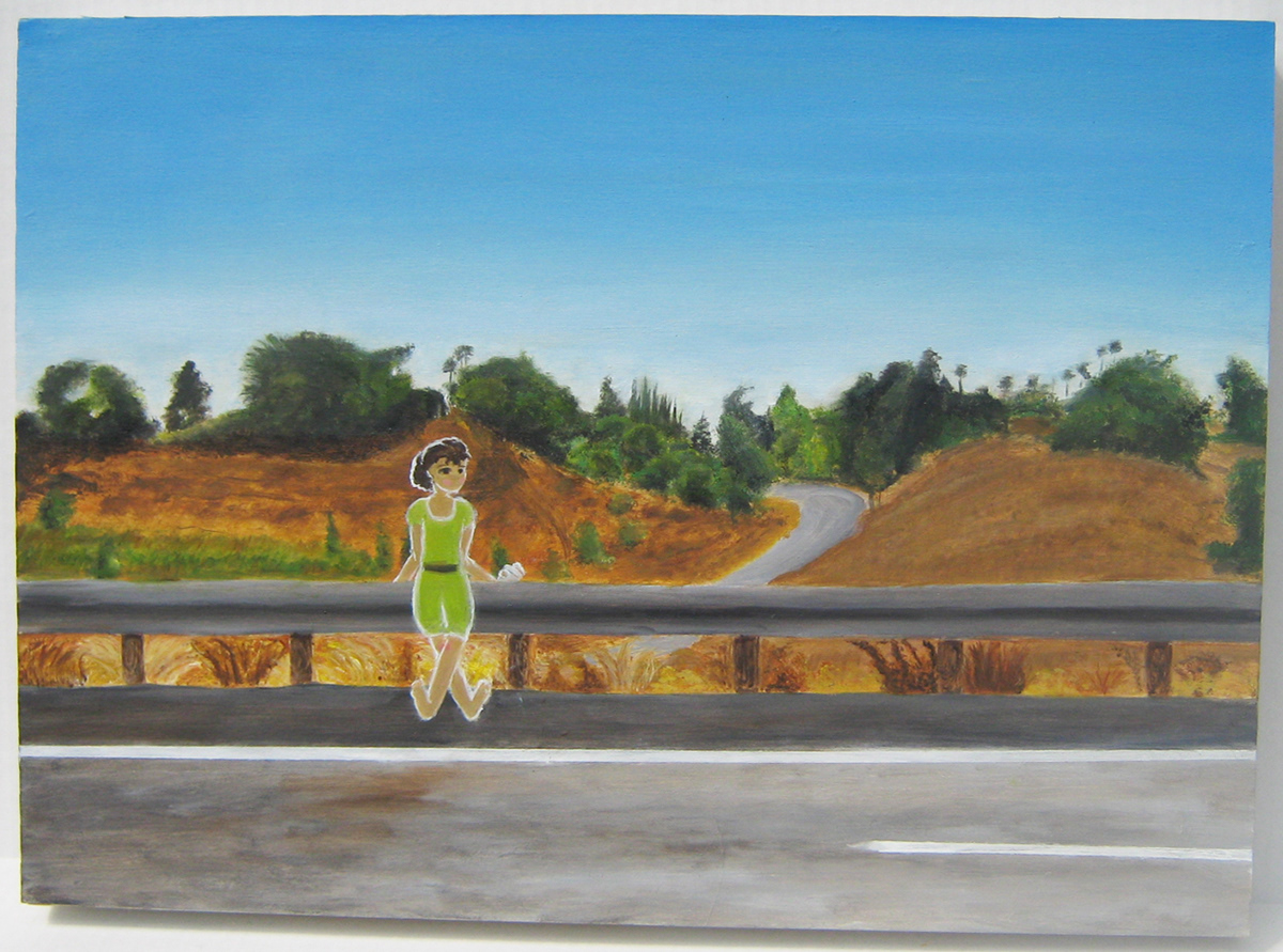 landscapes girls desert desolation Isolation Oils Wood Panel panel lowbrow pop surrealism Landscape