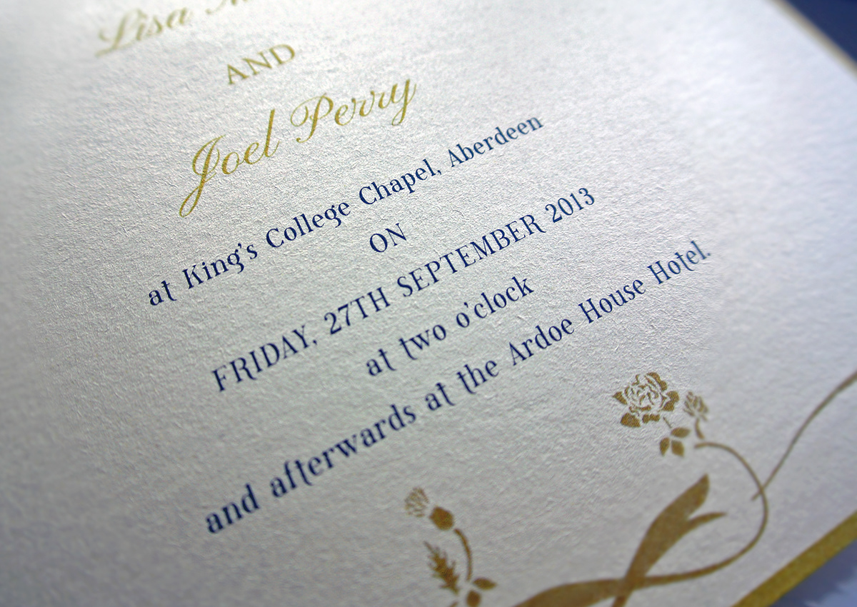Wedding Invitations Stationary Aberdeen Ardoe House Matthew Tranter  Aberdeen wedding invite Kings College Lisa and Joel big day