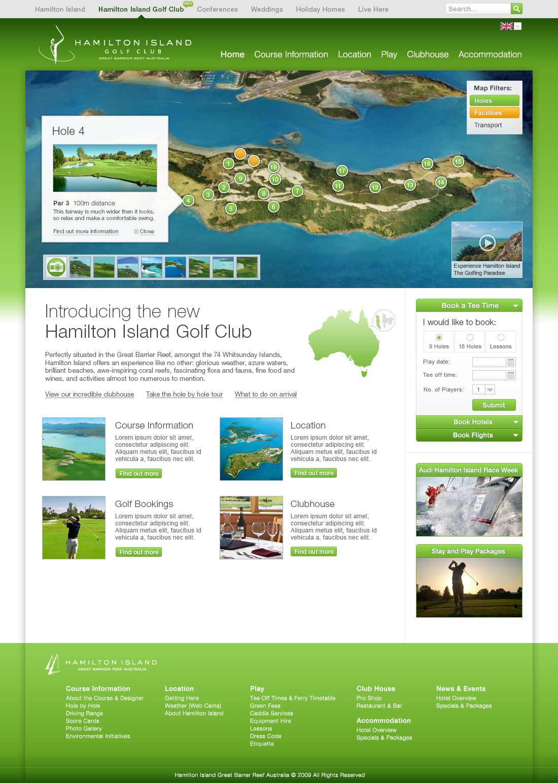 Website UI ux design portal site Holiday Island Travel lifestyle luxury Australia Great Barrier Reef water Tropical