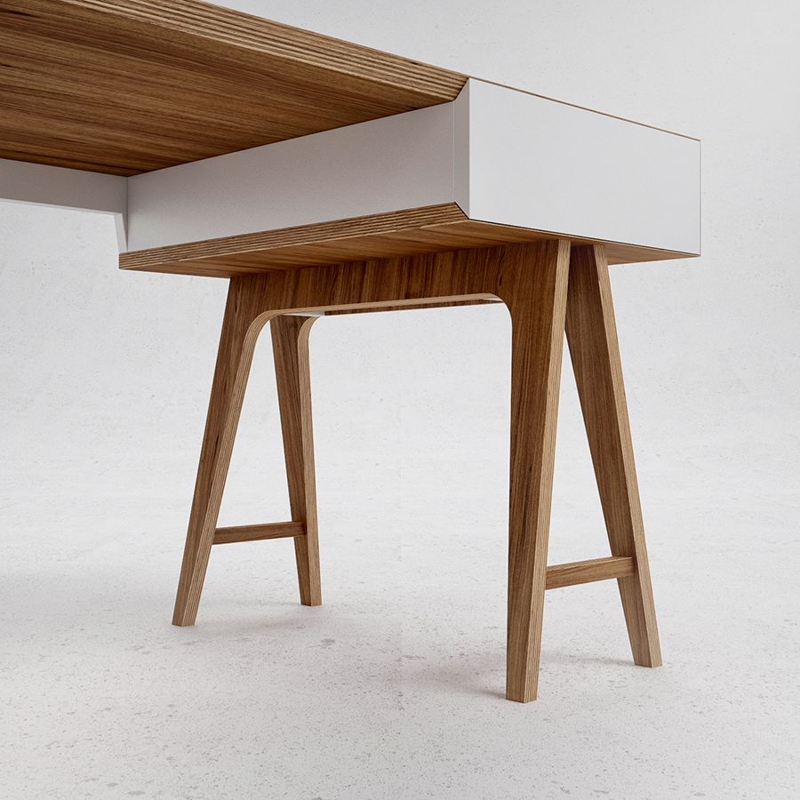 table Work  wood plywood clean Retro old furniture design Minimalism Scandinavian cool blum oak veneer
