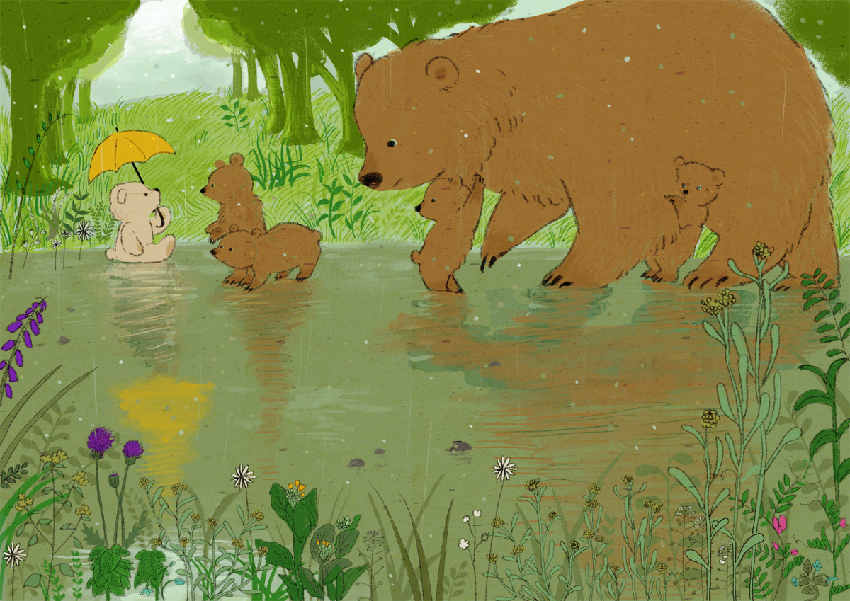 autumn Fall Nature animal bear teddy bear cute artwork Drawing  digital illustration