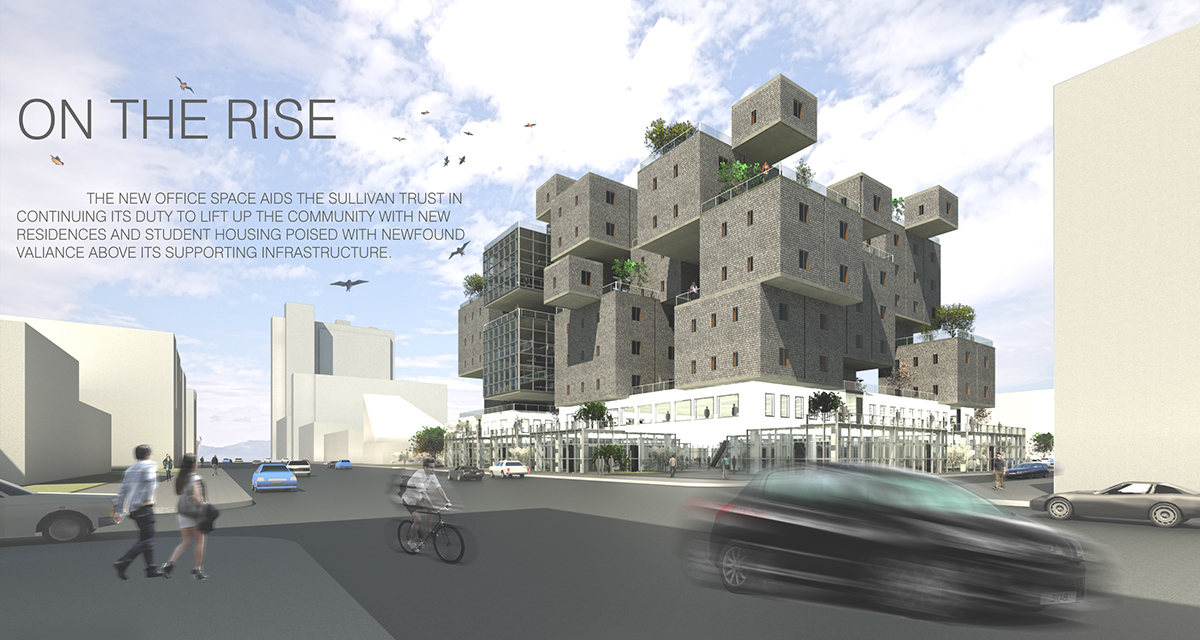 housing Cantilever rendering Urban design