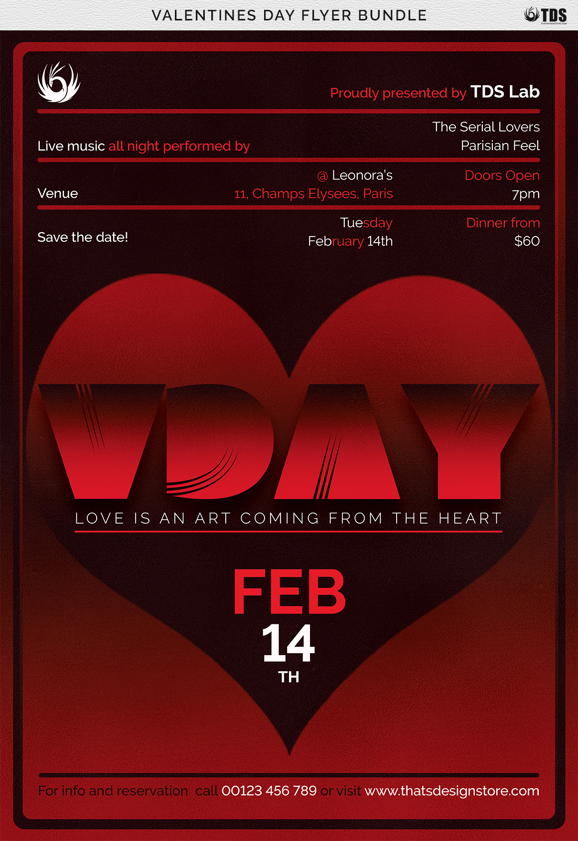 thatsdesignstore flyer poster template valentines Day Love romantic classy