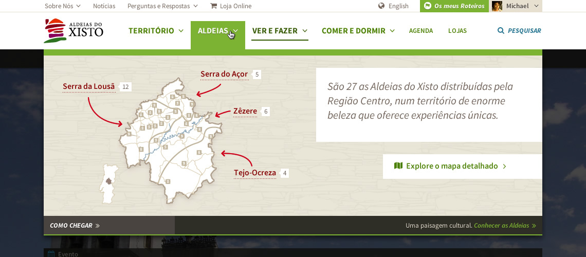aldeias xisto schist villages Portugal region center Style Guide Style Tiles wireframes Sitemap
