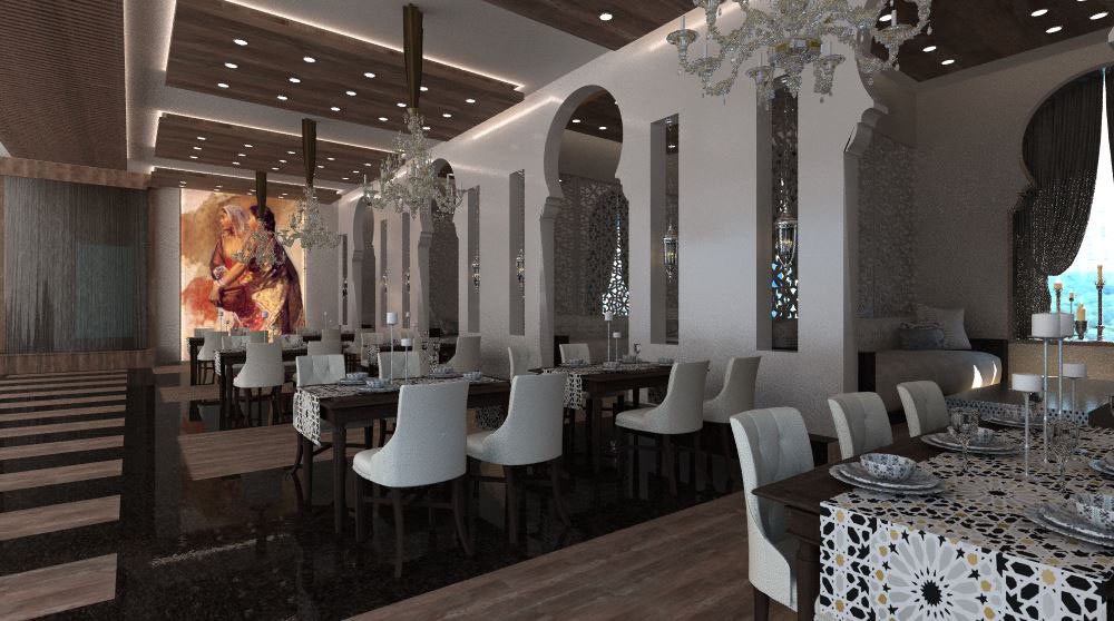 3dmax vray Lobby Moroccan restaurant jeddah