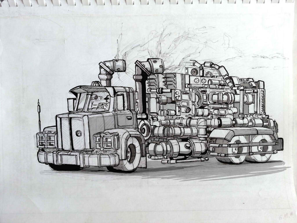 Truck car Transport vechicle engine Offroad road Heavy Mad Max Games транспорт автомобиль sketch concept Cars