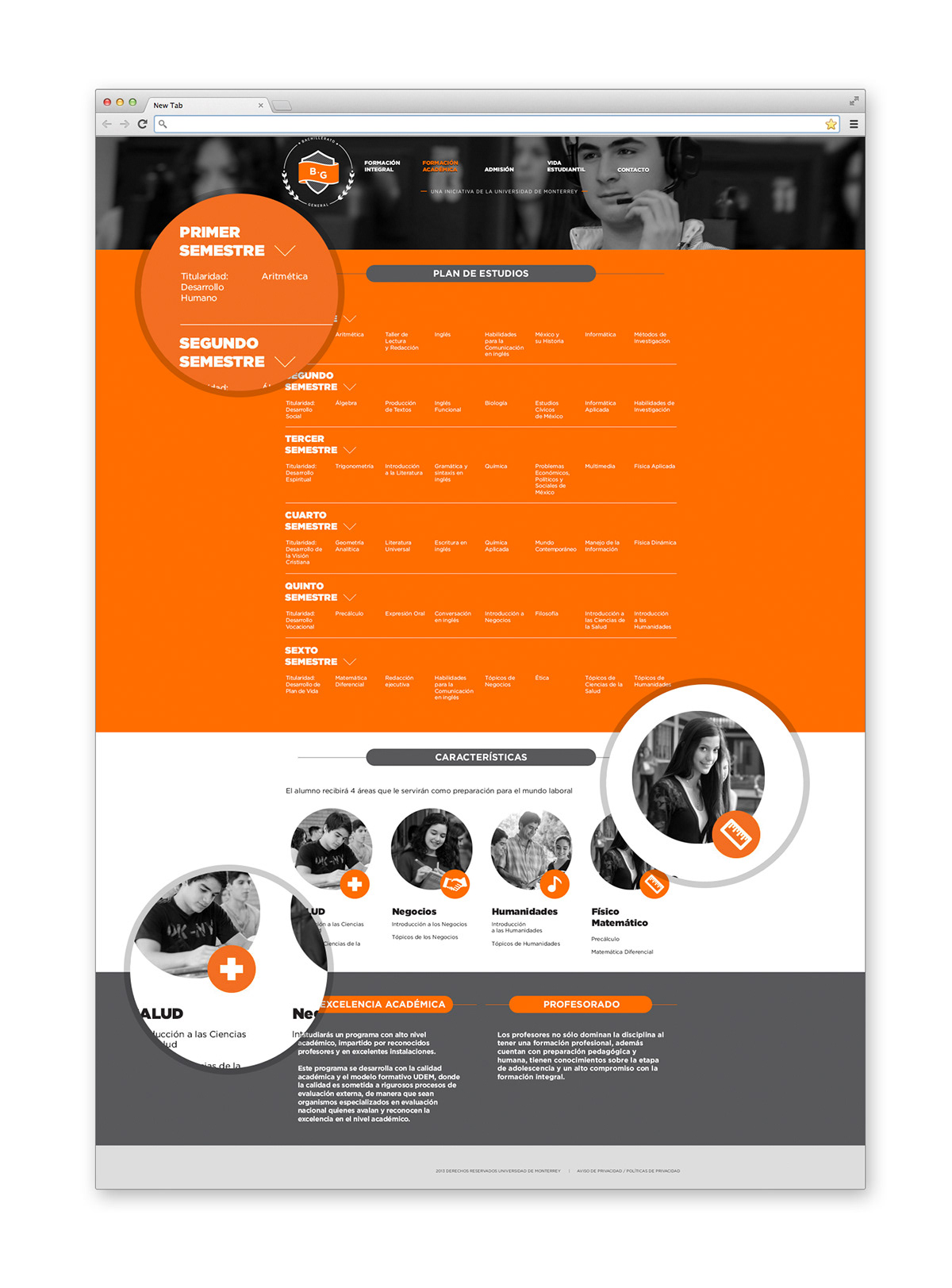 Web udem mexico monterrey DesignWorks orange Layout web layout Responsive Responsive Design html5