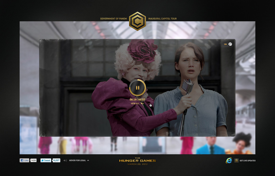 the hunger games the capitol tour alvin groen frozen emotion chad tafolla ignition interactive lions gate gold html5 welcome host Welcome Center control room avenue tributes