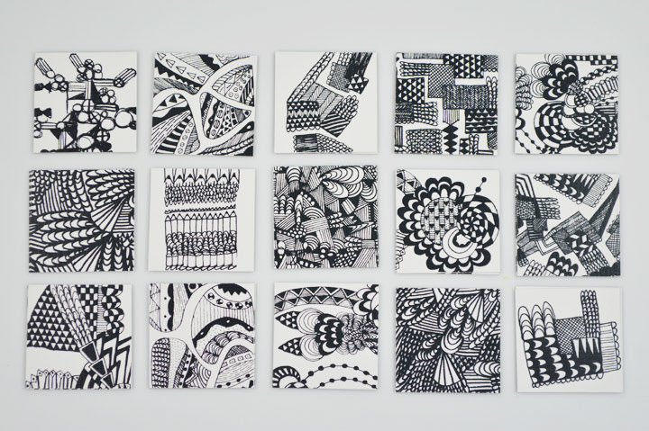 pattern Memo game doodle black White