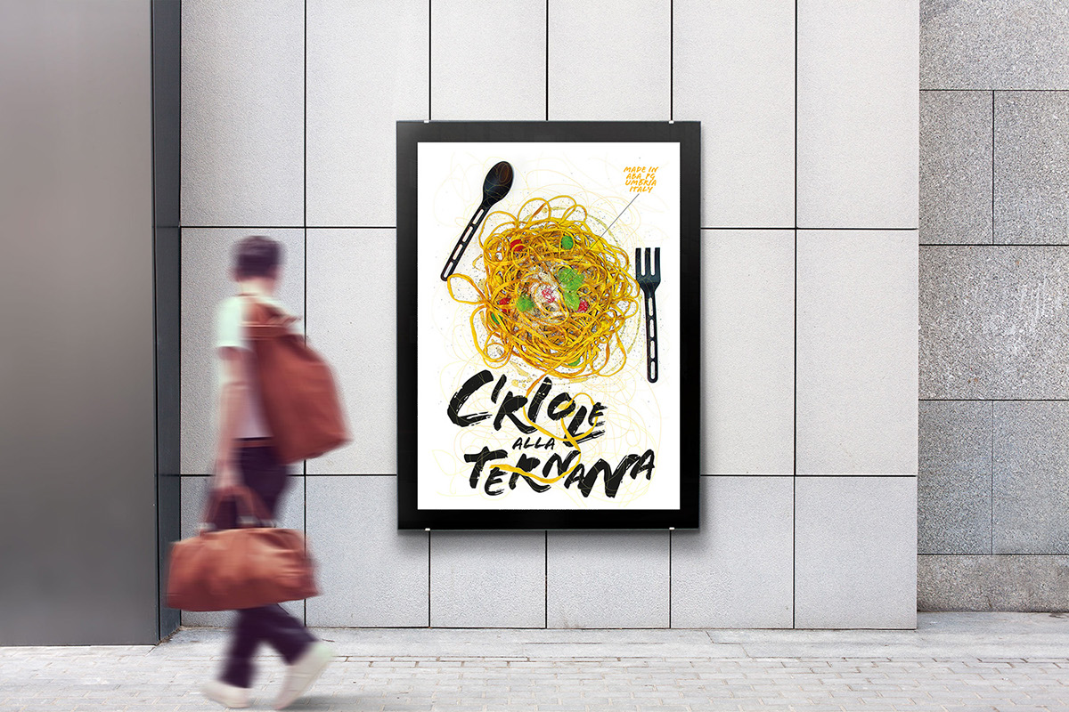 Poster Fodd Design poster Ciriole alla Ternana Umbrian Visual Food expo 2015 Francesco Mazzenga tessuto making