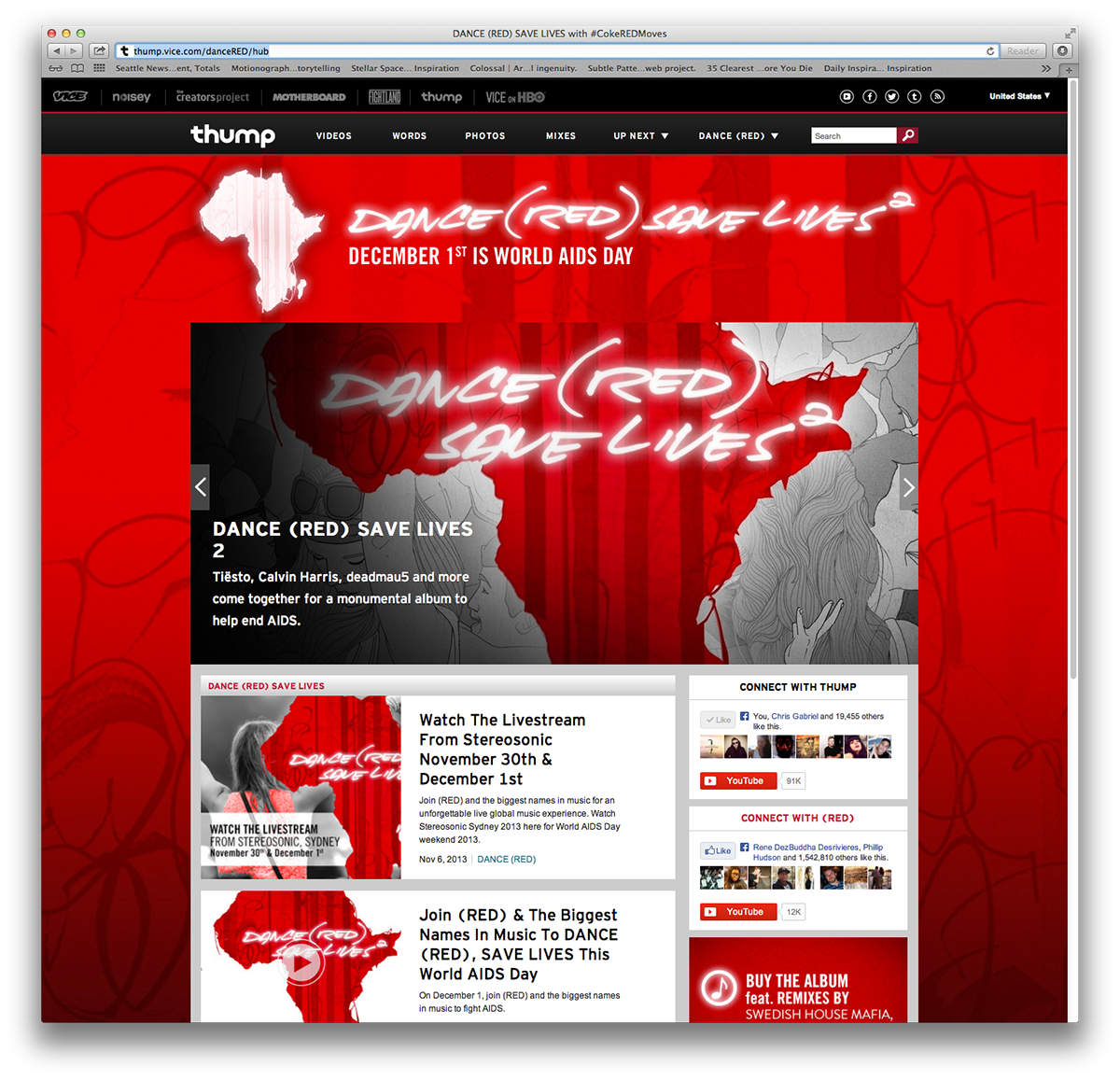 (RED) Coca Cola belvedere DANCE   AIDS Web design takeover