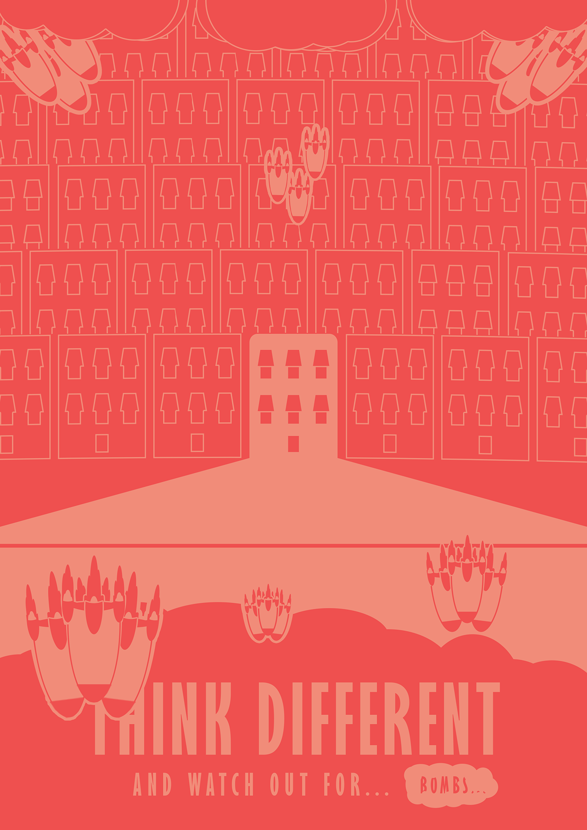 poster graphic think different eslotwinski illustrate photoshop Fun red color