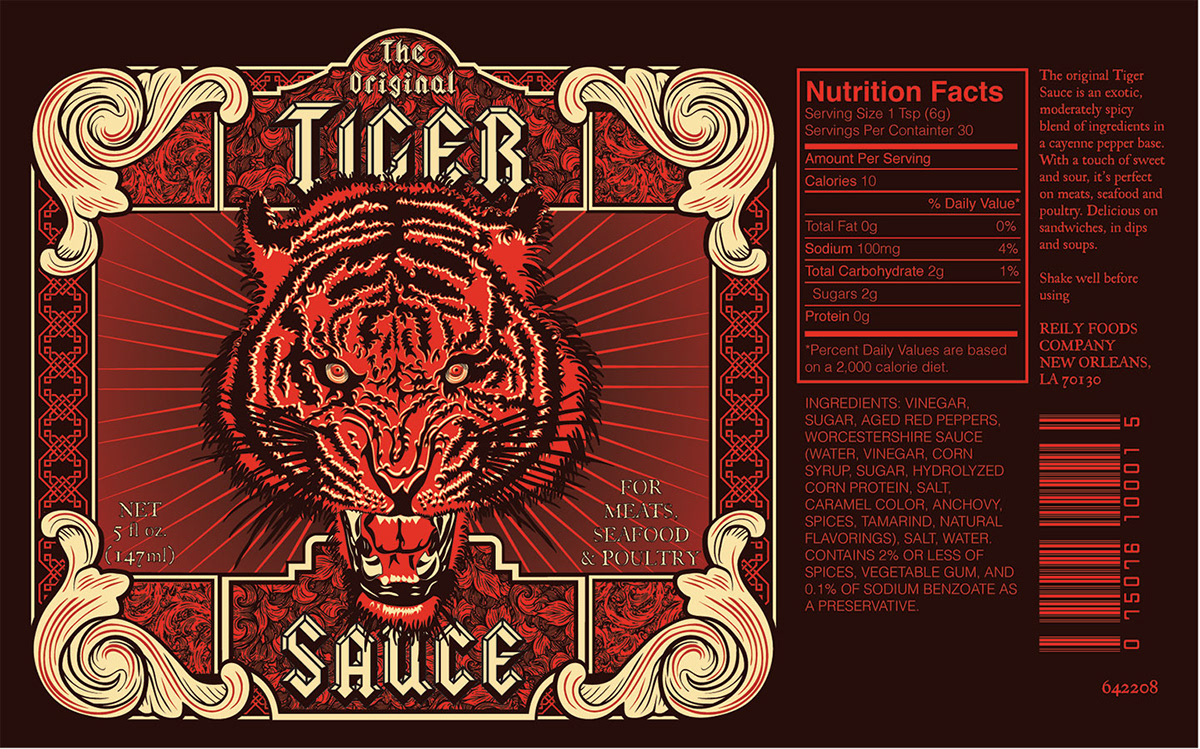tiger hot sauce Label logo vector