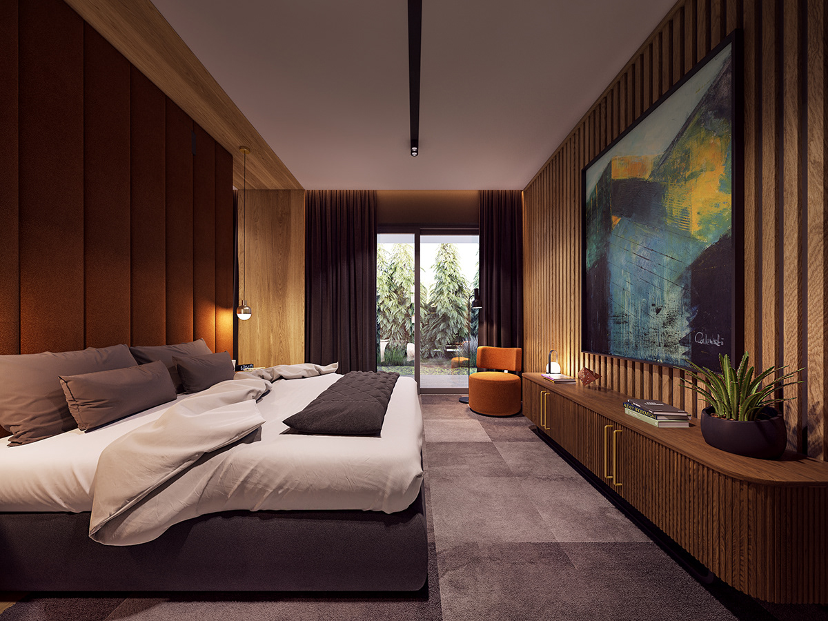 Interior design living wood minimal modern cosy Classic Hous mezzanine