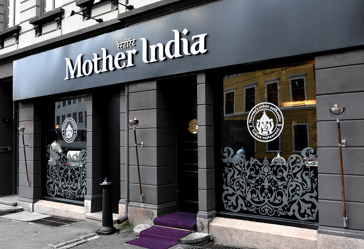 Mother India design restaurant indian Food  oslo norway graphics symbol logo brandidentity brand identity art Illustrative