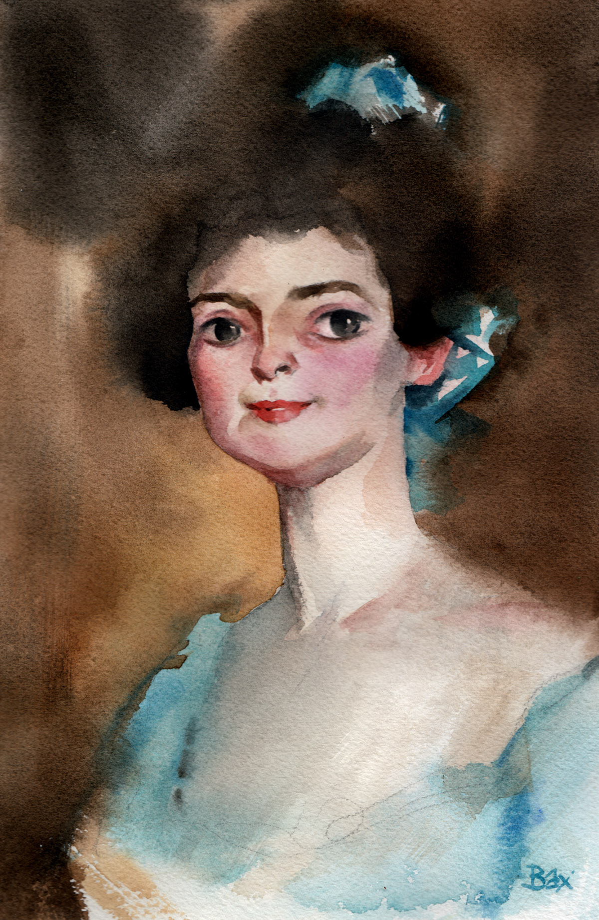 sargent portrait woman watercolor video