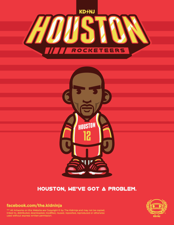 Illiustration Illustrator KDNJ The Kidninja ninja Houston Rockets houston NBA basketball vector vectors graphic character vector tee t-shirt