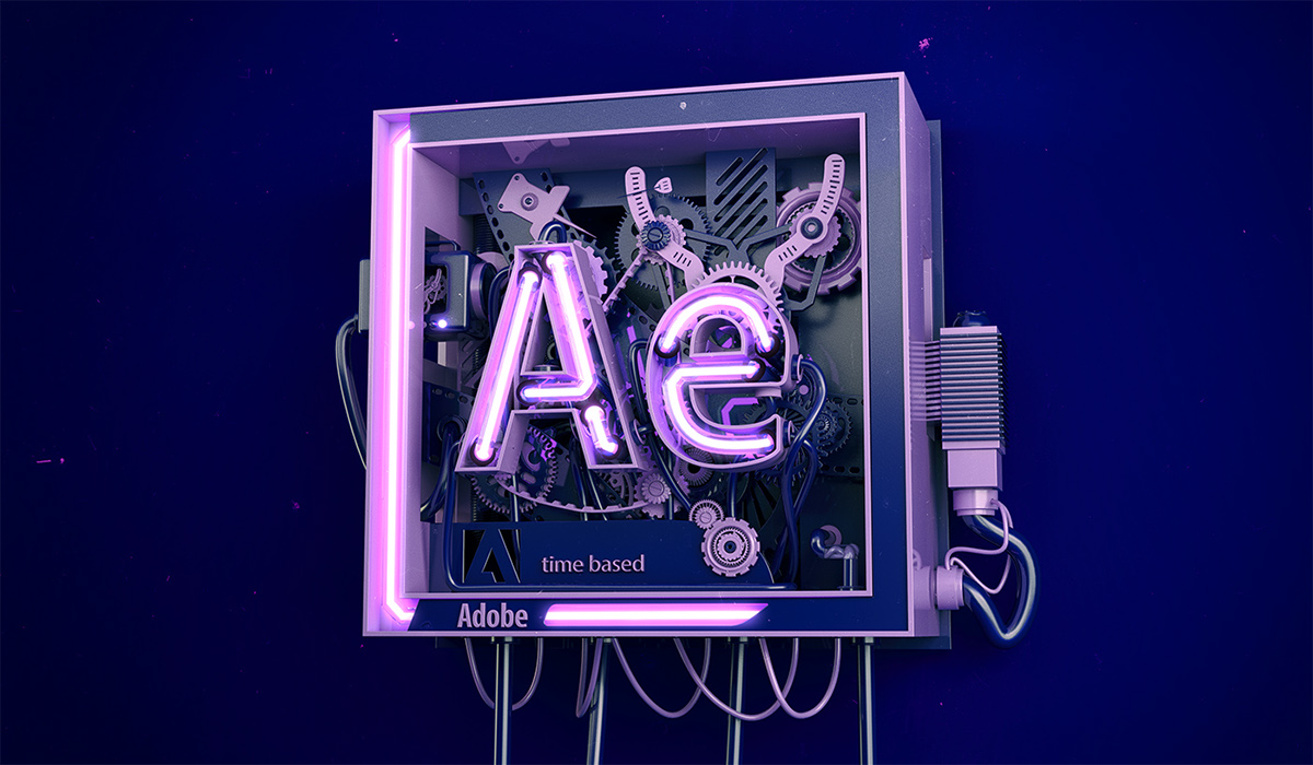 adobe Adobe After Effects after effects 3D video neon light mechanical engine logo