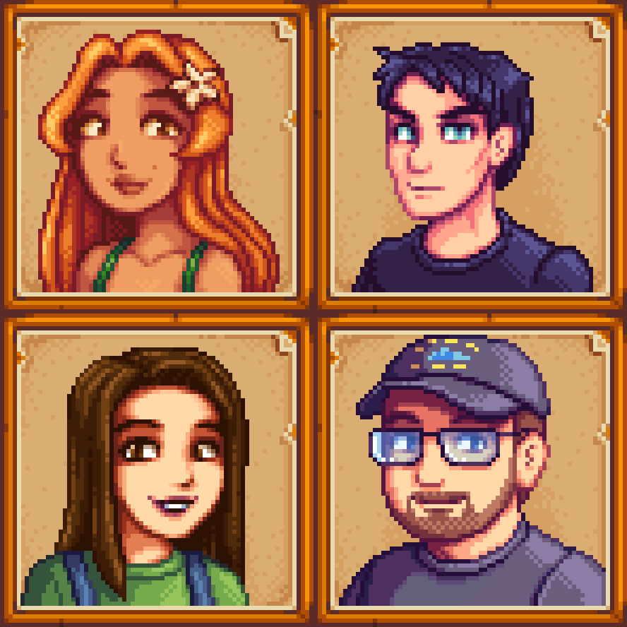 Portrait commissons that in the pixel art style of the game Stardew Valley....