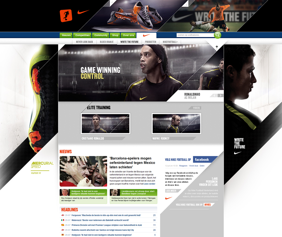 Nike Voetbalzone Pro Combat Smart ad social media twitter Swoosh battle campaign interface design nike football Sneijder Van der Vaart inter milan