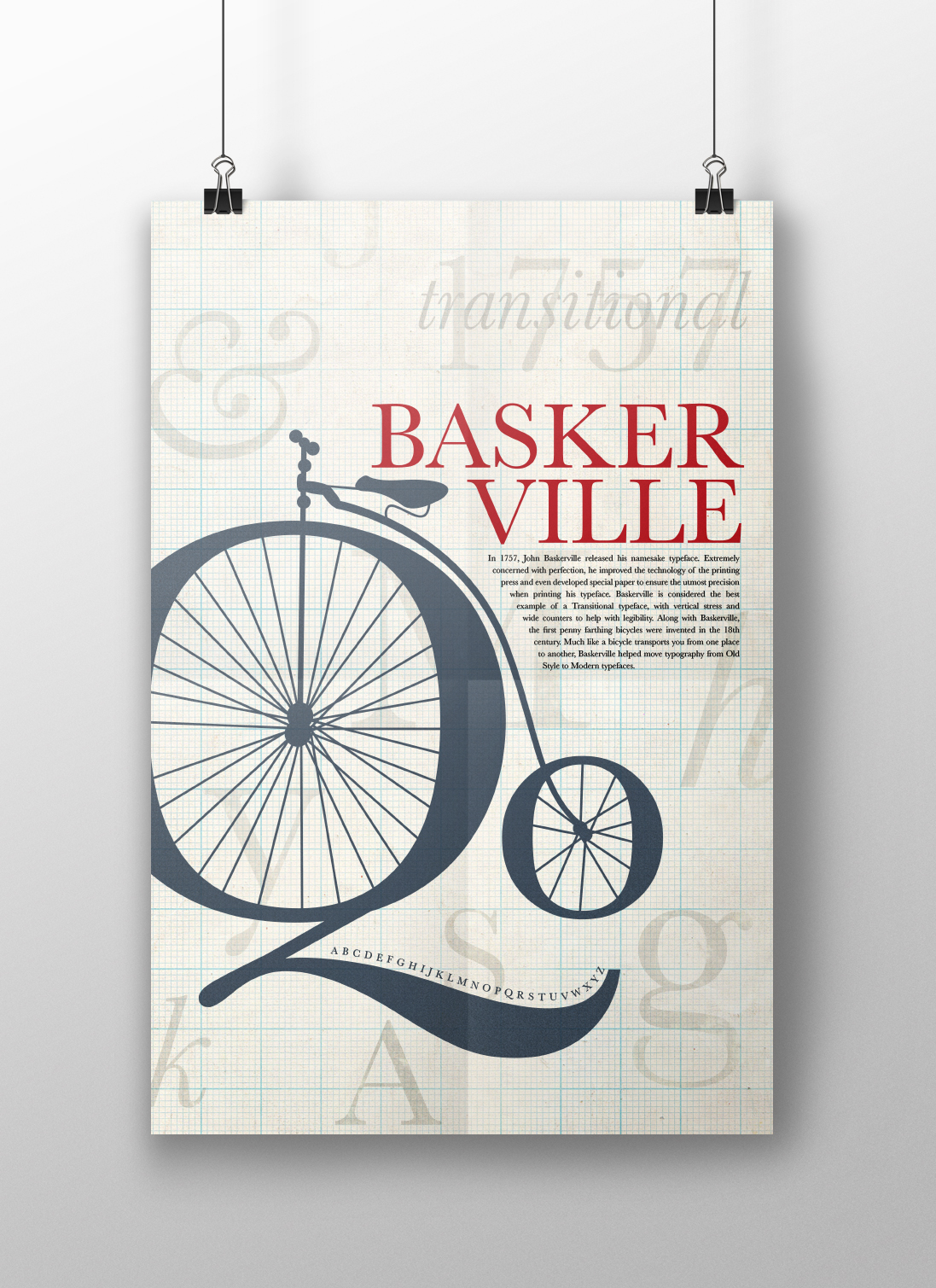 Baskerville type Typeface grid structure Bike Bicycle old fashioned old penny farthing pennyfarthing