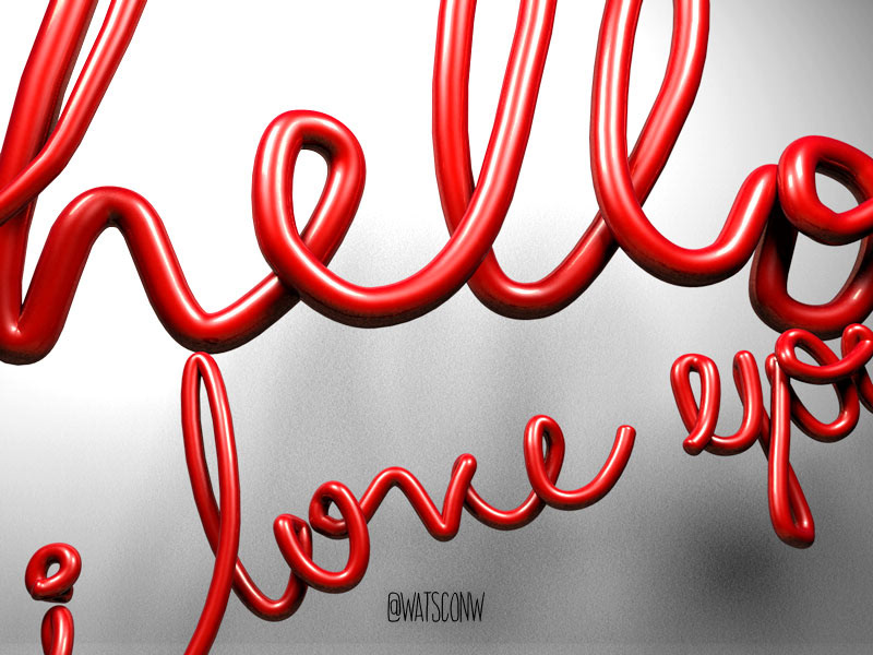 type 3D typographic design art diseño tipografia graphics grafico Render red catsup wats watsconw Love