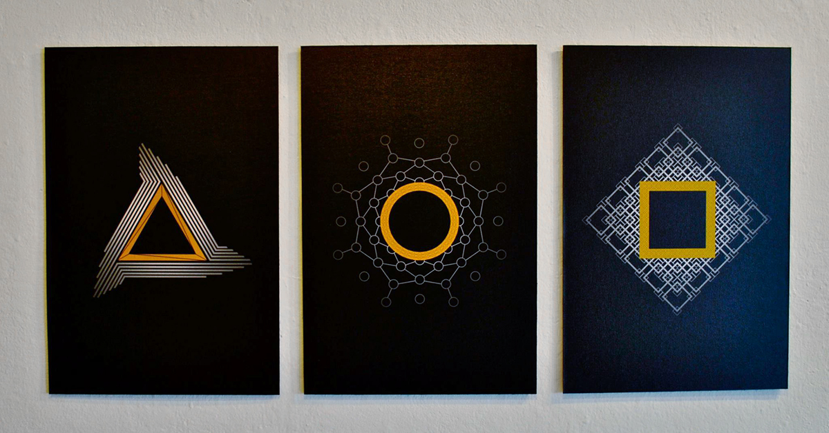 Susurrus Trinity Triptych FancyRedFox digital simple geometry
