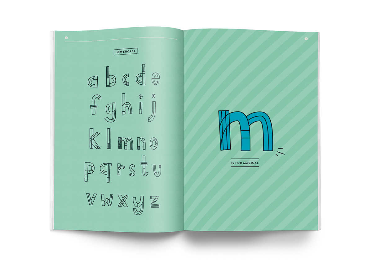 Typeface whimsy line illustration font specimen book book