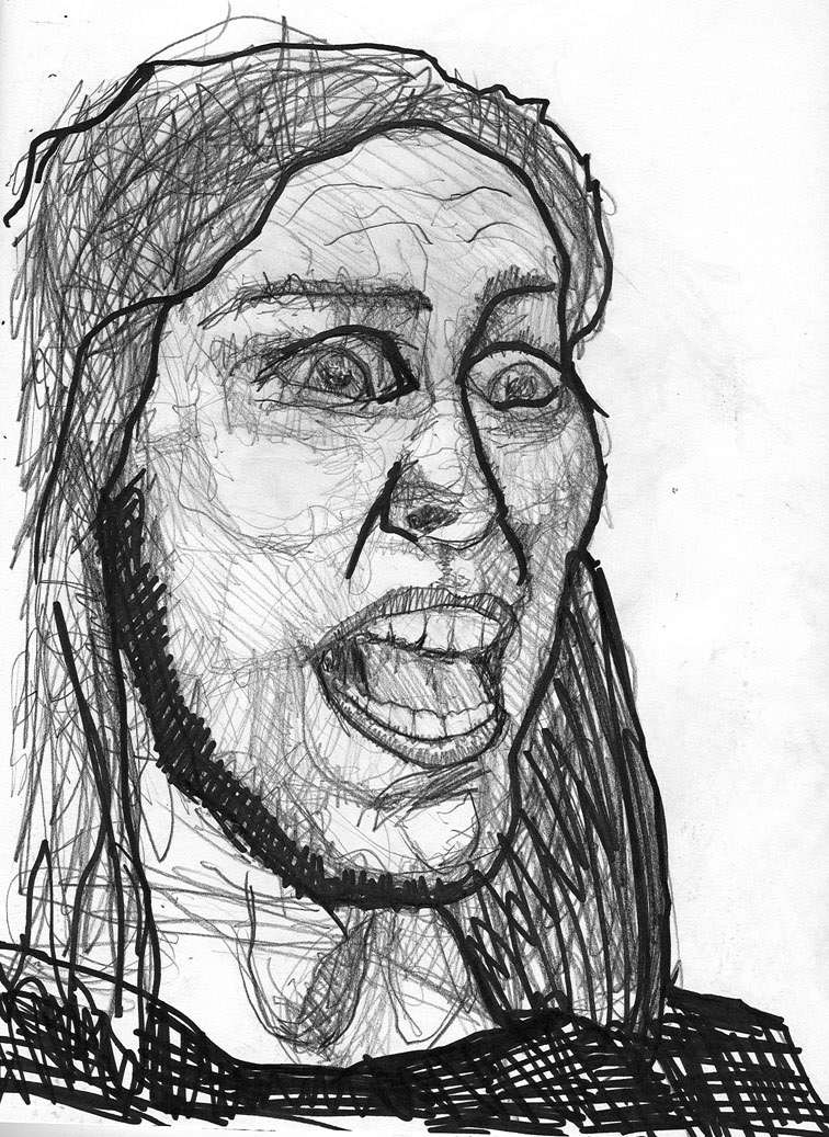 portrait charcoal pencil sketch sketchbook ink