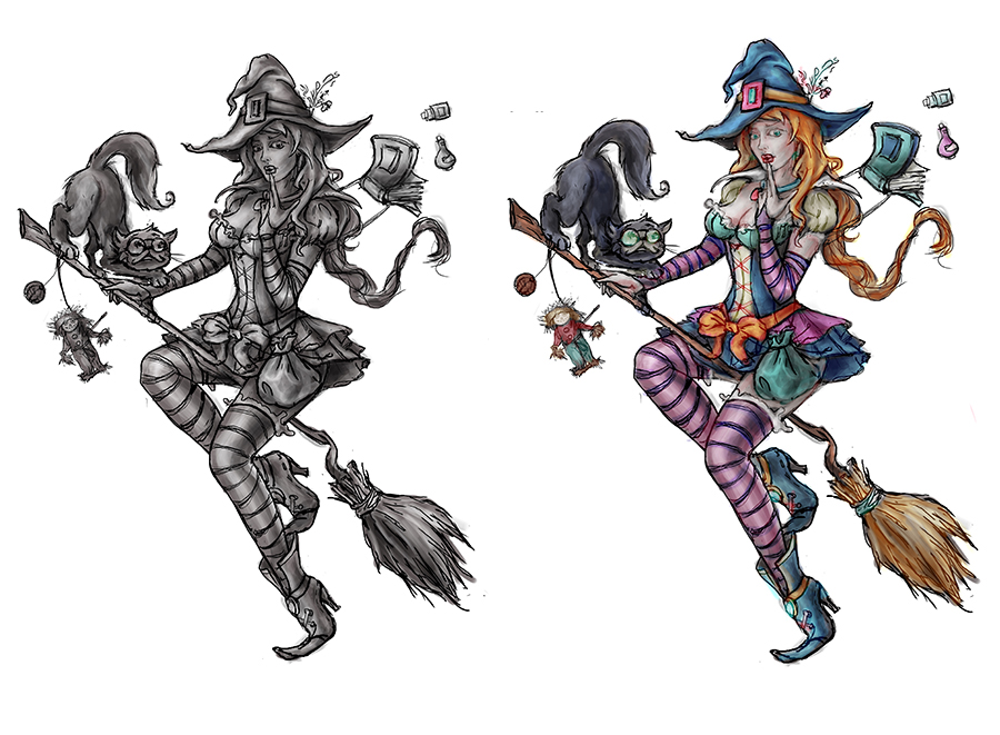 fantasy character concept design witch Halloween Хэллоуин ведьмочка сказка