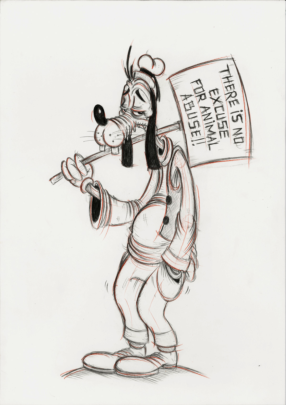 disney longoart pencil Pluto mickey dingo donald art expo parade walt manifastation animal abuse