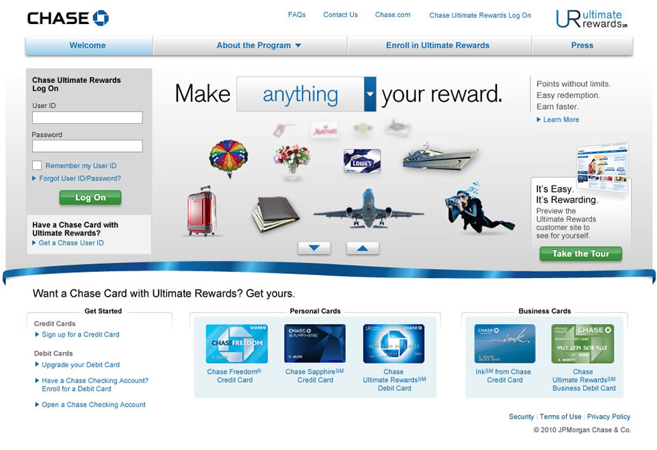 Chase UI banners user experience financial clean