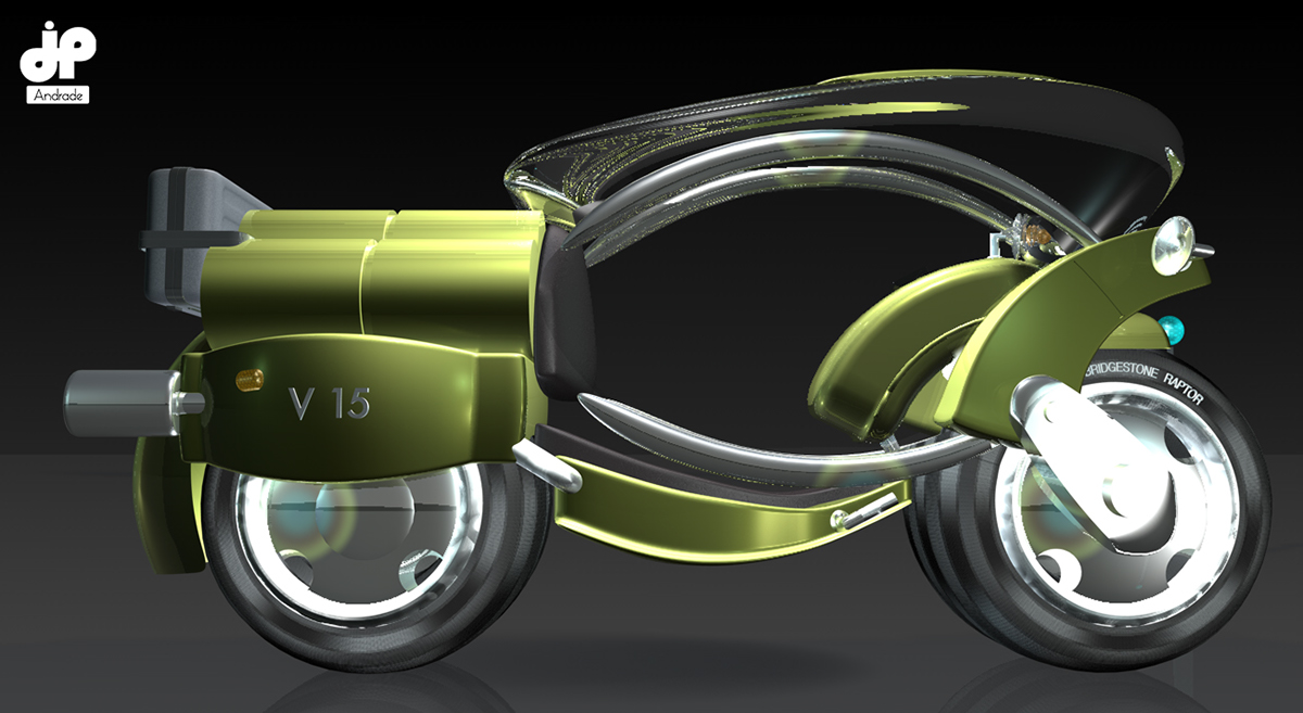 motocicleta militar BMW futurista 3D cinema4d