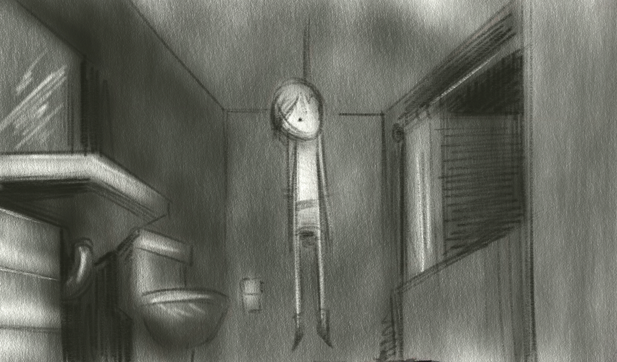 the farm storyboard Scary spooky horror Procreate iPad wacom digital pencil black and white msu Missouri State University