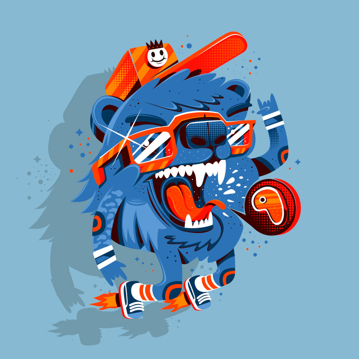 tee tshirt design skate characters teedesign brand monster Shaolin unicorn bear astronaut Freelance products art