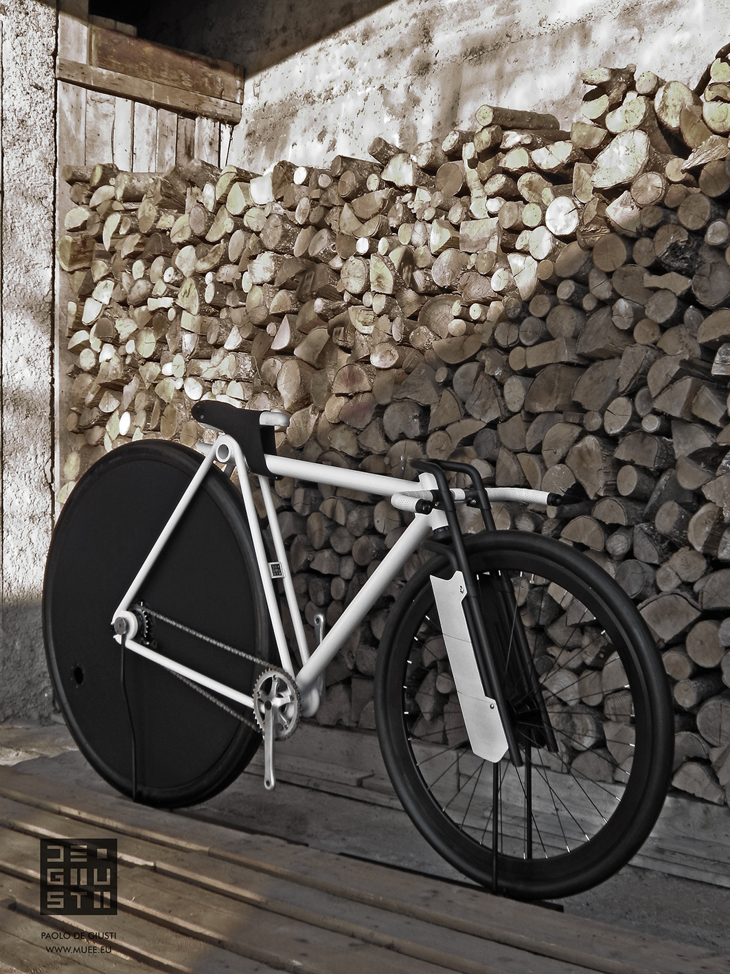 36/28 Postale Paolo De Giusti 3d print handmade Bike Bicycle bike concept prototype bike design Bicycle Design fixie italian design Pursuit  bike black & white